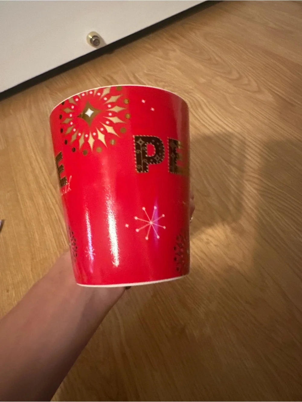 Red 'Peace' Holiday Ceramic Mug
